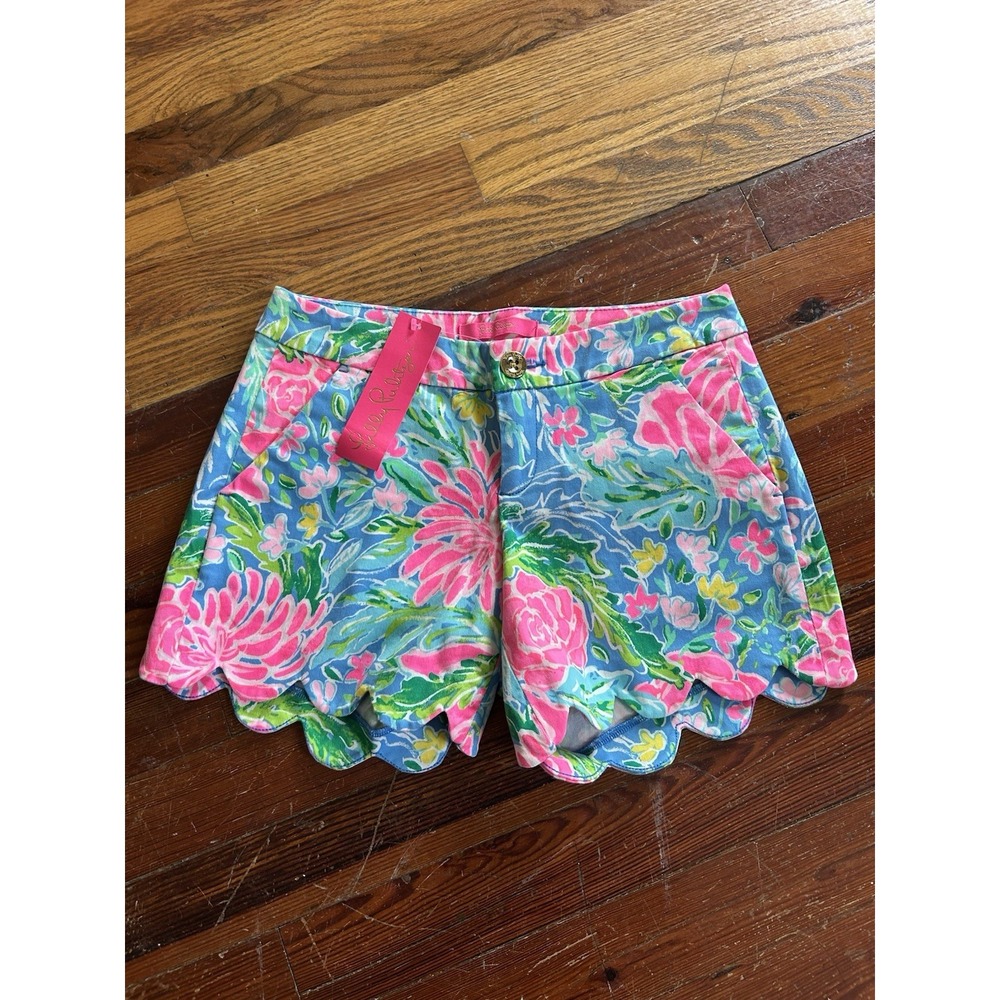 Lilly Pulitzer Buttercup Stretch Shorts Women's Size 00 Blue Bunny Business NWT